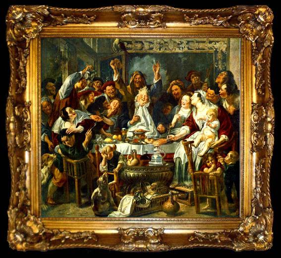 framed  JORDAENS, Jacob The King Drinks sf, ta009-2
